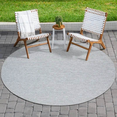 Afbeelding van Uni Binnen en Buiten Vloerkleed Solid Outdoor Laagpolig Tapijt Grijs 150 cm Rond Polypropyleen Tapijtenloods