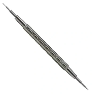 Afbeelding van Bergeon 7767 F Horlogeveerstaafgereedschap Lange roestvrijstalen handgreep met verwisselbare schroef in het fijne uiteinde, zilver., zilver.