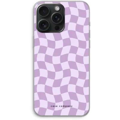 Afbeelding van Case Company® hoesje geschikt voor iPhone 15 Pro Max Grid Paars Soft Cover Telefoonhoesje Bescherming aan alle Kanten en Schermrand