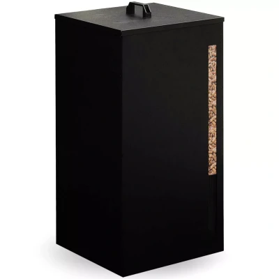 Image de Réservoir à granulés 45 kg noir rangement pellets 36 x 76 cm IDMarket