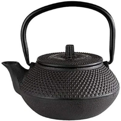 Afbeelding van APS Gietijzeren theepot Asia, binnenkant geëmailleerd met afneembaar deksel en handvat, diameter 12,5 cm, zwart