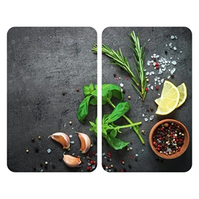 Afbeelding van WENKO Glazen beschermplaten voor fornuizen 2 stuks HERBS