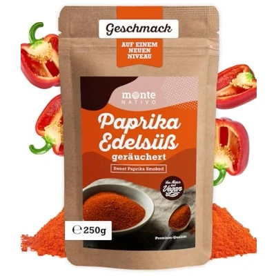 Image de Paprika fumé en Poudre Monte Nativo (250g) Pimentón doux Épices aromatiques séchées avec soin, idéales pour Cuisiner et Assaisonner Arôme Goût intenses