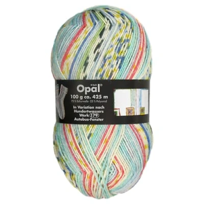 Afbeelding van Frida&#039;s Wollhaus Opale Hundertwasser sokkenwol 4 laags 100 g 24 kleuren (2101 busvenster