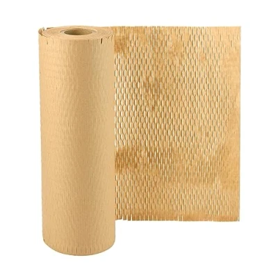 Afbeelding van QWORK® 30 cm x 50 m honingraatpapier, inpakpapier, alternatief voor noppenfolie, het verpakken van geschenken en breekbare voorwerpen