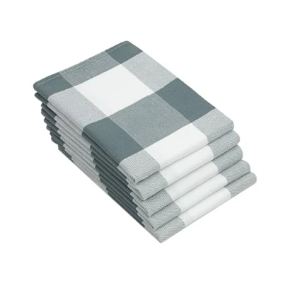Afbeelding van ZOLLNER Set van 5 theedoeken katoen, 50 x 70 cm, absorberend, grijs geruit, wasbaar tot 60 graden, gastronomische kwaliteit, Öko Tex ® gecertificeerd