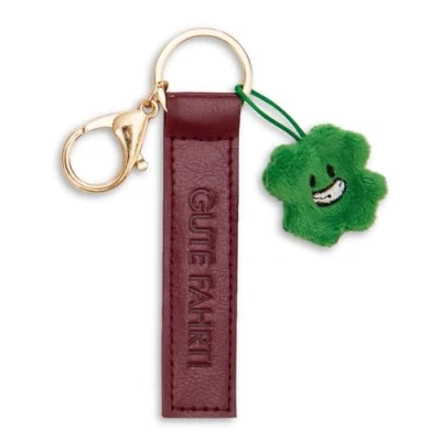Afbeelding van Magni, Vrouwen, Sleutelhanger, NICI Schlüsselanhänger Gute Fahrt! Kunstlederband mit Kleeblatt rot 10cm, Rood