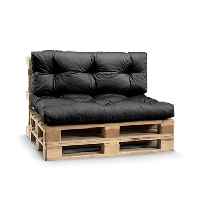 Afbeelding van Gutekissen® Kussens voor pallets, weerbestendig, tuinbank, vele kleuren en maten PPI (zitset 120 x 80 cm + rugleuning 40 cm), zwart waterdicht