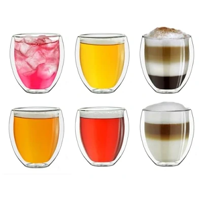 Afbeelding van Creano dubbelwandig thermoglas XXL 400ml, extra groot hittebestendig koffieglas/theeglas van borosilicaatglas, set 6