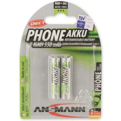 Afbeelding van Ansmann DECT NiMH batterij micro 550mAh blisterverpakking van 2