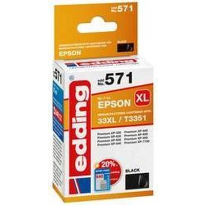 Afbeelding van Edding Inktcartridge vervangt Epson 33XL, T3351 Compatibel Zwart EDD 571 18