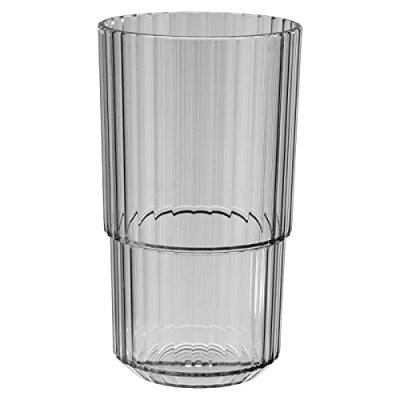 Afbeelding van APS Linea Hoogwaardige Tritan kunststof beker met 0,5 l, BPA vrij, stapelbaar, onbreekbaar, herbruikbaar en vaatwasmachinebestendig, 500 ml, Frans grijs