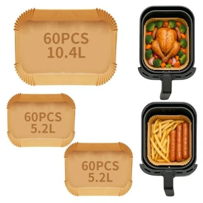 Afbeelding van 180 feuilles de papier cuisson rectangulaire 5,2 L 10,4 pour friteuses, compatible avec les friteuses à air AF500EU, AF500EUCP 10.4L DualZone FlexBasket