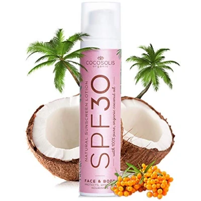 Afbeelding van Cocosolis Sun Cream SPF 30 Body &amp; Face Oil Moisturizer Zonbescherming voor alle huidtypes, met biologische oliën en niet nano artikelen zonnebrandcrème kokosolie, kokosnootboter,
