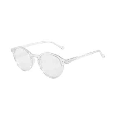 Image de ZENOTTIC Lunette de lecture Anti blu Ray,Anti reflets,Lunettes pour hommes et femmes, Ultra léger,Cadre ronde Conception vintage rétro (+0.00, Cristal)