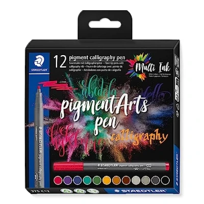 Afbeelding van Staedtler Pigment Arts Brush Pen Calligraphy, Etui Van 12 Stuks, Assorti Kalligrafie