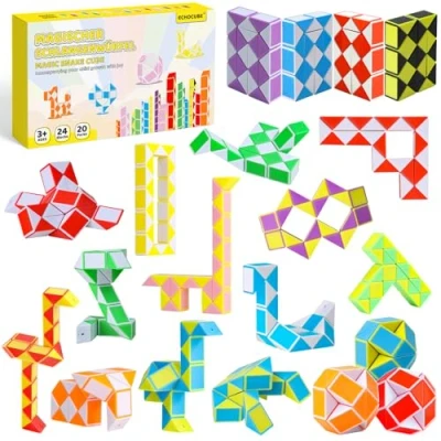 Afbeelding van ECHOCUBE 20 stuks magische slangendobbelstenen 24 slangensnelheidsdobbelstenen Voor feesttassen, slangenpuzzelspeelgoed, kinderfeestgeschenken (willekeurige kleur)