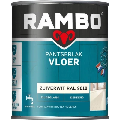 Afbeelding van Rambo Pantserlak Vloer Zijdeglans Dekkend Sneldrogend Vocht &amp; Vuilwerend RAL 9010 0.75L