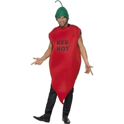 Afbeelding van Smiffy&#039;s Chili kostuum, rood, met tabard en hoed, medium