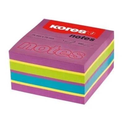 Image de Kores cubo notes repositionnables 75 x mm 450 feuilles, violet jaune vert bleu n48464
