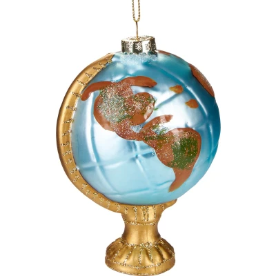 Afbeelding van BRUBAKER Globe Handbeschilderde Kerstbal van Glas Handgeblazen Kerstboomversieringen Figuren Grappige Decoratieve Hangers Boombal 11 cm