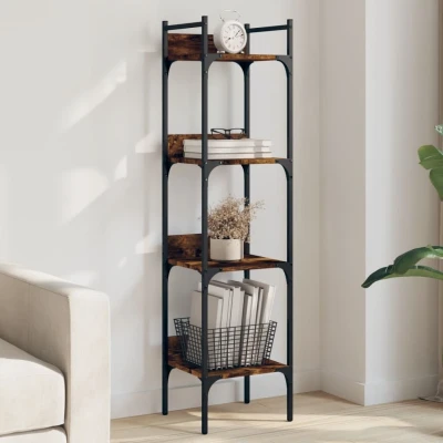 Afbeelding van Boekenkast 4 laags 35x30x138,5 cm bewerkt hout gerookt eiken