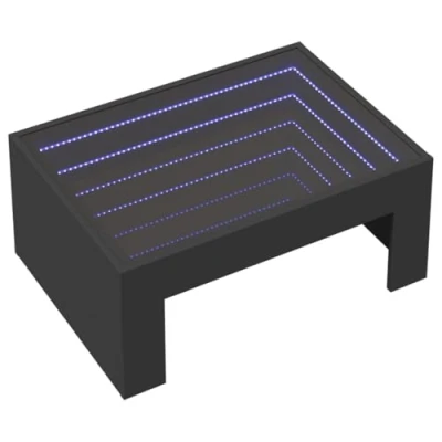Image de vidaXL Table basse avec LED infini noir 70x50x30 cm847610