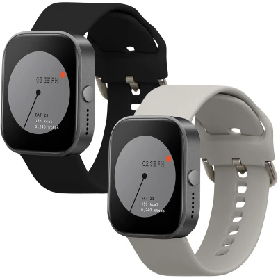 Afbeelding van kwmobile 2x horlogebandjes geschikt voor CMF by Nothing Watch Pro (D395) bandje Smartwatch bandjes van TPU Activity tracker horloge band in zwart / grijs