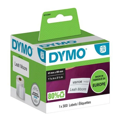 Image de DYMO LabelWriter Petites Étiquettes pour Badges Nominatifs Authentiques Blanc (41 mm x 89