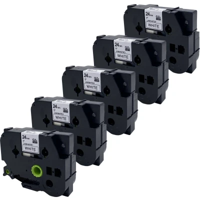 Afbeelding van DULA Brother Compatible label tape Tze 251 5 cassettes P Touch Zwart op wit 24mm x 8m