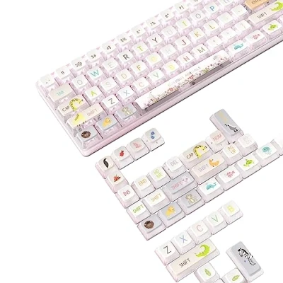 Afbeelding van MAMBASNAKE Jeu de 120 Touches PBT Pudding Keycaps,Profil ASA,Sublimation Thermique,Disposition ANSI US pour Clavier Mécanique 60% TKL,Compatible Avec Les Commutateurs Cherry MX Gateron Otemu Kailh