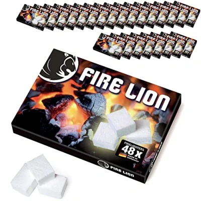Afbeelding van FIRE LION Set van 1152 aanmaakblokjes voor barbecue, open haard, oven en pizza Steek het vuur met gemak aan