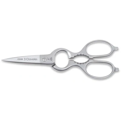 Afbeelding van 3 Claveles Cook Filo Professionele keukenschaar van roestvrij staal, met microtanden en flesopener notenkraker 20 cm 8 inch, satijn