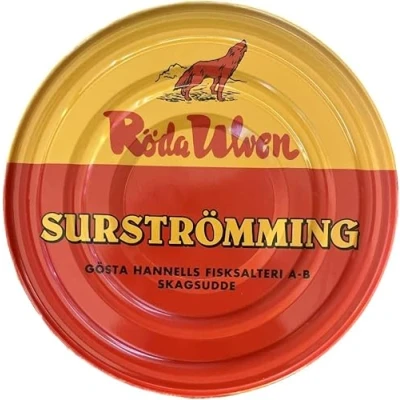 Image de Surströmming Röda Ulven 1 hareng Boîte de Poisson puant suédois Cadeaux pour hommes pourri fermenté Norvège Spécialités