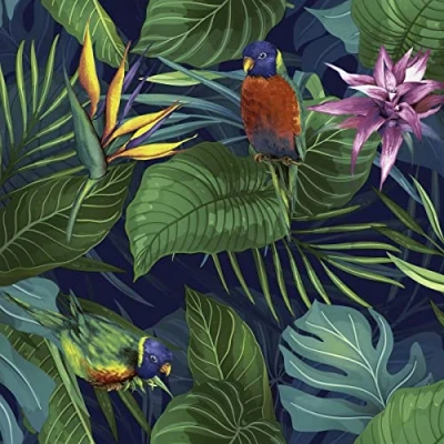 Afbeelding van Servietten Tiere 20 stuks servetten in heldere kleuren met vogels de jungle, dieren, oerwoud, tafeldecoratie 33 x cm