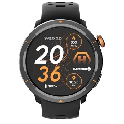 Afbeelding van Hammer Smartwatch 2 Lite, 1,43 inch AMOLED display, Always on Display functie, 370 mAh batterij voor maximaal 15 dagen batterijduur met één lading, waterdicht 3 ATM, Bluetooth