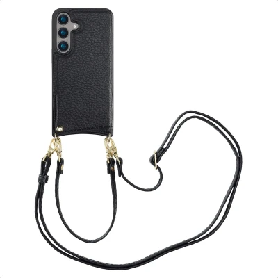 Afbeelding van Selencia Hoesje Geschikt voor Samsung Galaxy S24 met Pasjeshouder Nova Backcover koord en pashouder Zwart