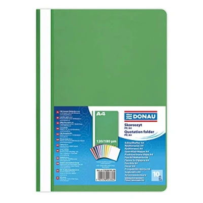 Afbeelding van DONAU 10 stuks plastic mappen DIN A4 groen 120/180 µm met transparant deksel voor kantoor en school ca. 200 vellen 1702001PL 06