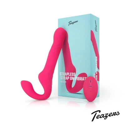 Afbeelding van Teazers Strapless Strap On Vibrator Roze Levensecht Gevoel