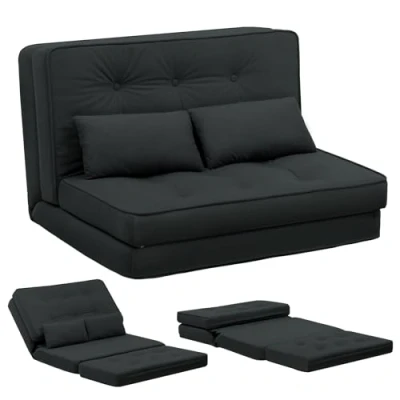 Afbeelding van COMHOMA Relaxstoel voor op de vloer, inklapbaar, met slaapfunctie, luie stoel, gestoffeerde bank, rugleuning in 5 niveaus, woonkamer, slaapkamer, beige