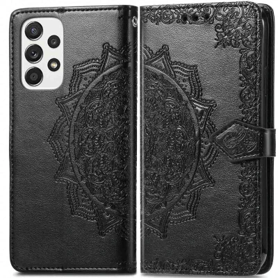 Afbeelding van iMoshion Hoesje Geschikt voor Samsung Galaxy A53 Met Pasjeshouder Design Bookcase smartphone Zwart / Sky Black