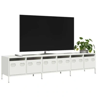Afbeelding van vidaXL Tv meubel 202x39x43,5 cm koudgewalst staal wit