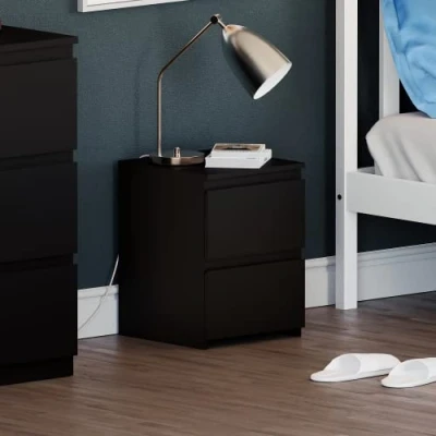 Afbeelding van Vida Designs Denver Nachtkastje, Zwart, H: 40 x W: 29,5 D: cm