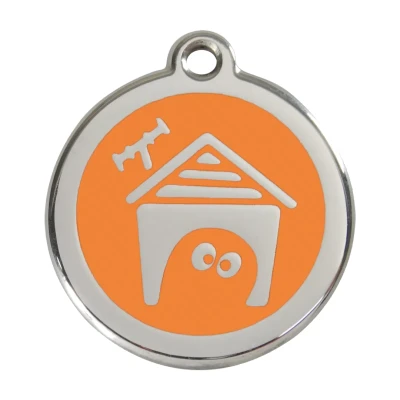 Afbeelding van Dog House Orange roestvrijstalen hondenpenning large/groot dia. 3,8 cm RedDingo