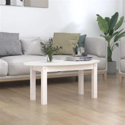 Afbeelding van Salontafel 80x40x35 cm massief grenenhout wit