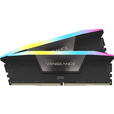 Image de Mémoire RAM Vengeance RGB DDR5 64 Go (2x 32 Go) 6400 MHz CL32 Intel XMP Compatible iCUE Noir (CMH64GX5M2B6400C32)