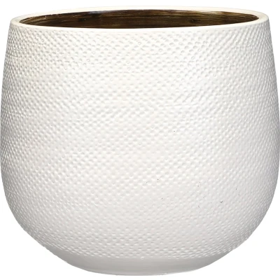 Afbeelding van Mica Decorations gabriel ronde bloempot wit maat in cm: 20 x 25