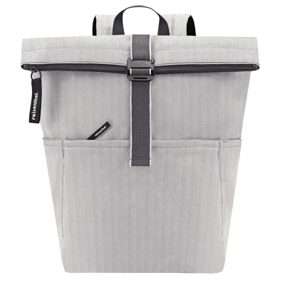 Afbeelding van Reisenthel Rolltop Backpack Rugzak 15,6 Inch laptop 22L Herringbone Grey Lichtgrijs