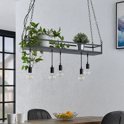 Afbeelding van Lindby hanglamp 5lichts IJzer H: 15 cm E27 zwart