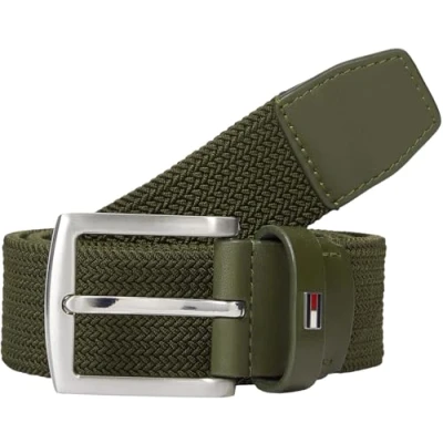 Image de Tommy Hilfiger Ceinture fixe DENTON ELASTIC 3.5 AM0AM13354 pour homme, Kaki (vert kaki), 95, 95